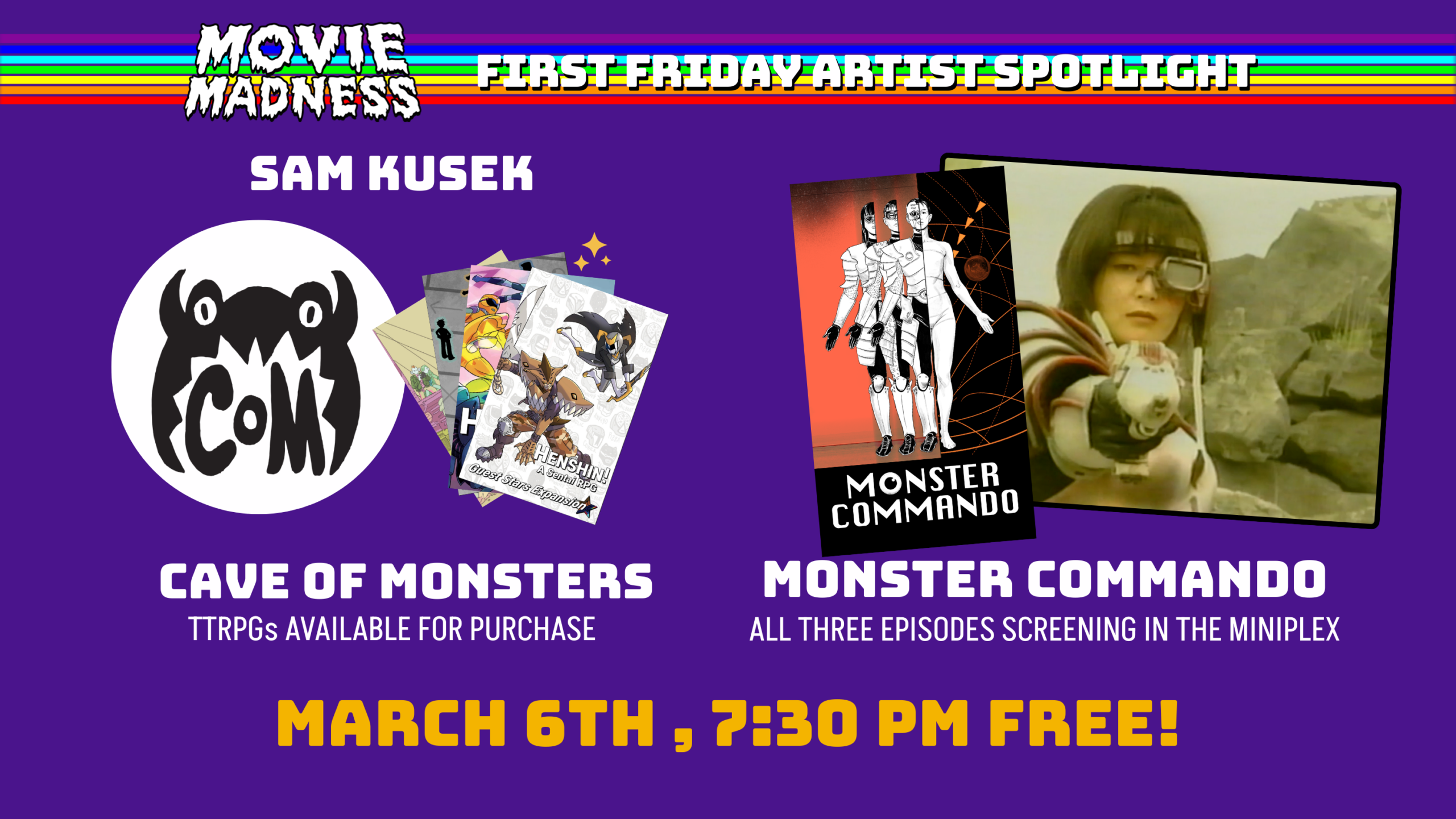 First Friday – MONSTER COMMANDO Screening w/ Cave of Monsters