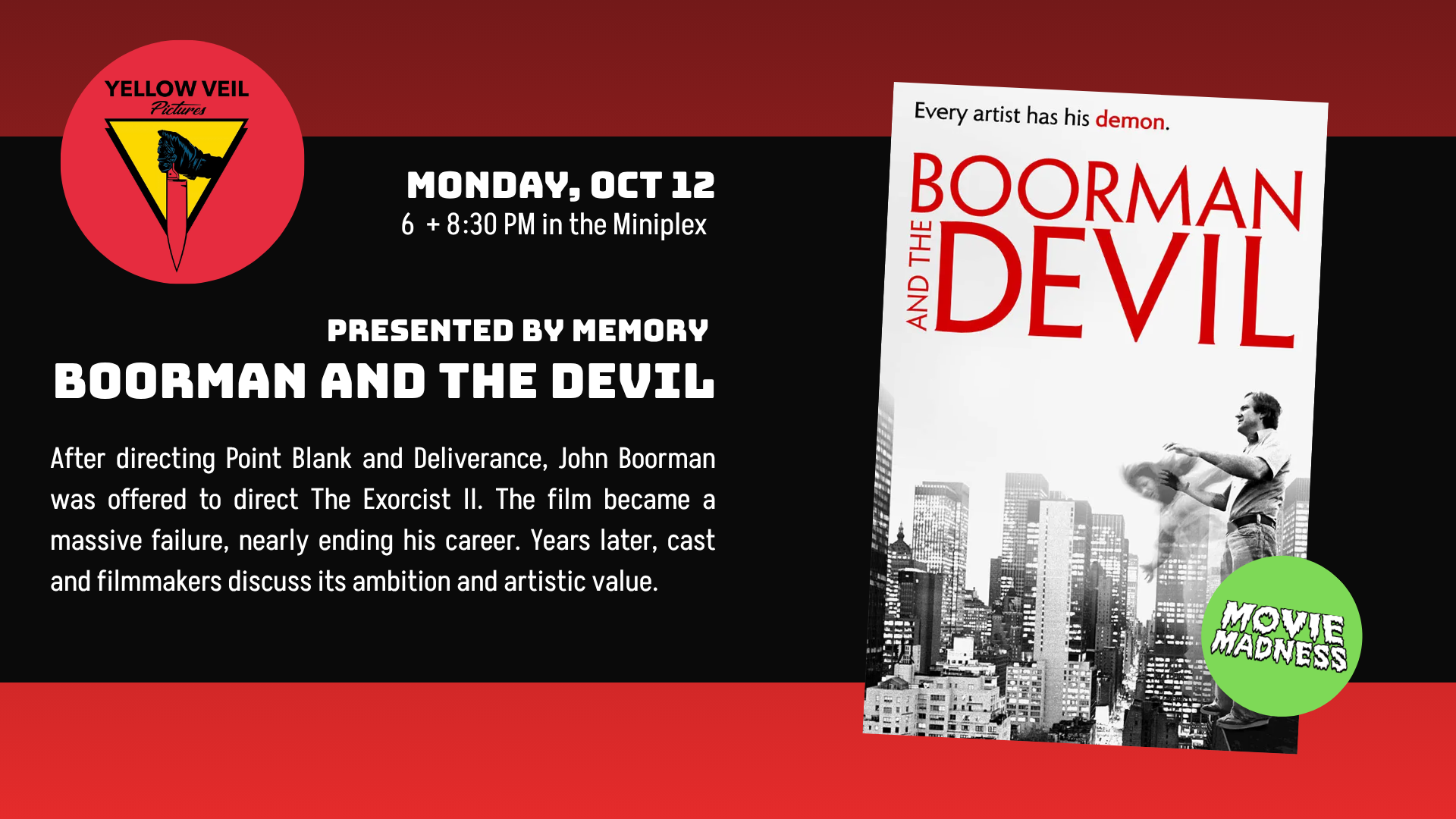 Events from October 12 – October 26 – Movie Madness